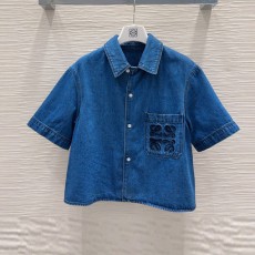 로에베 LOEWE 여성 데님 셔츠 반팔 LW0490